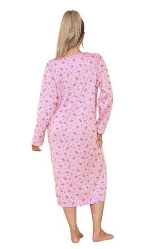 Ladies Thermal Nightie Long Sleeve FLEECE Lined Floral Print WINTER WARM Nightie - Afbeelding 8 van 17