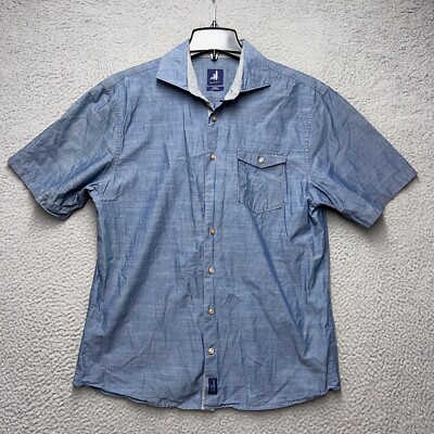 Johnnie O Button Shirt Mens Medium Blue Flyfront Cotton Casual Collar  Pocket | eBay