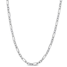 Amour Sterling Silver 3mm Diamond Cut Figaro Chain Necklace - 18 in.