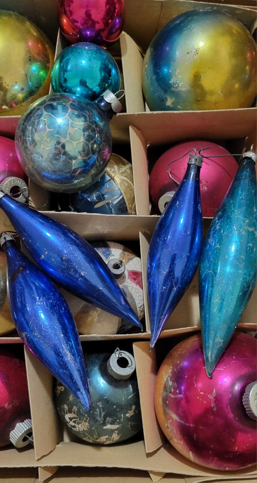 Shiny Brite Ombre Pinks Blues Glass Christmas Tree Ornaments Vintage