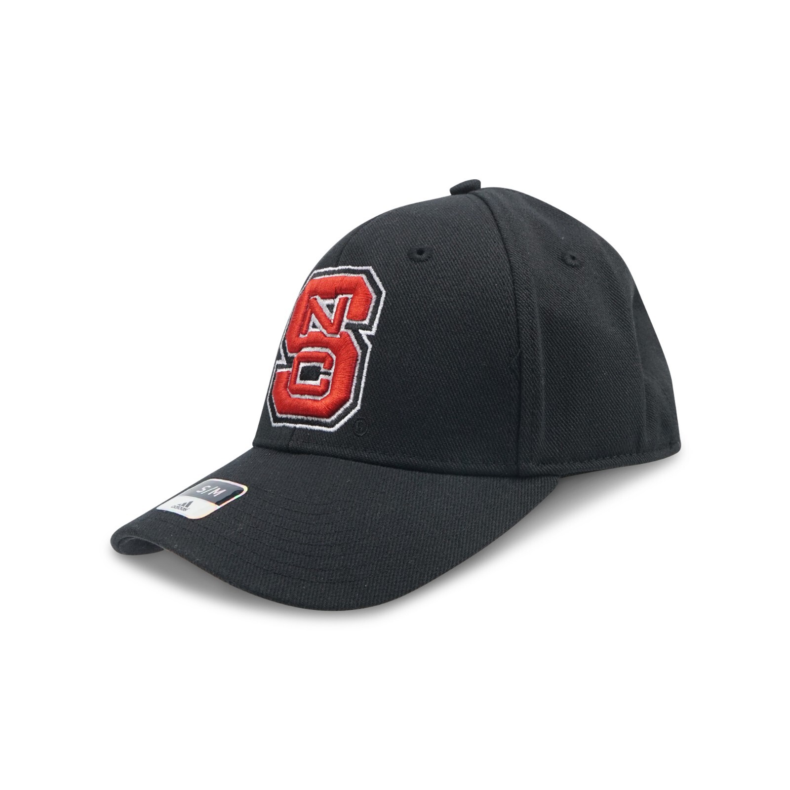 Волчья стая штата Северная Каролина с логотипом команды NCAA Adidas Черная структурированная кепка с гибким верхом