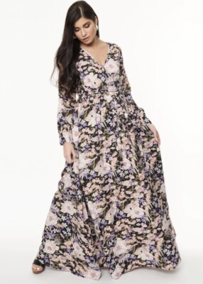 chinese dress ladies Farrah Green Floral Maxi Dress M main image 0