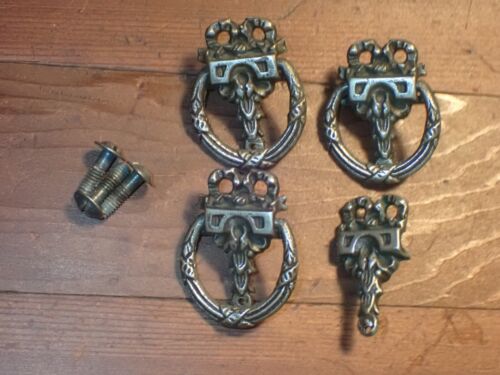 Lot of 3 Vintage Ring Drawer Pulls Bow/Ribbon Detail - Picture 1 of 6