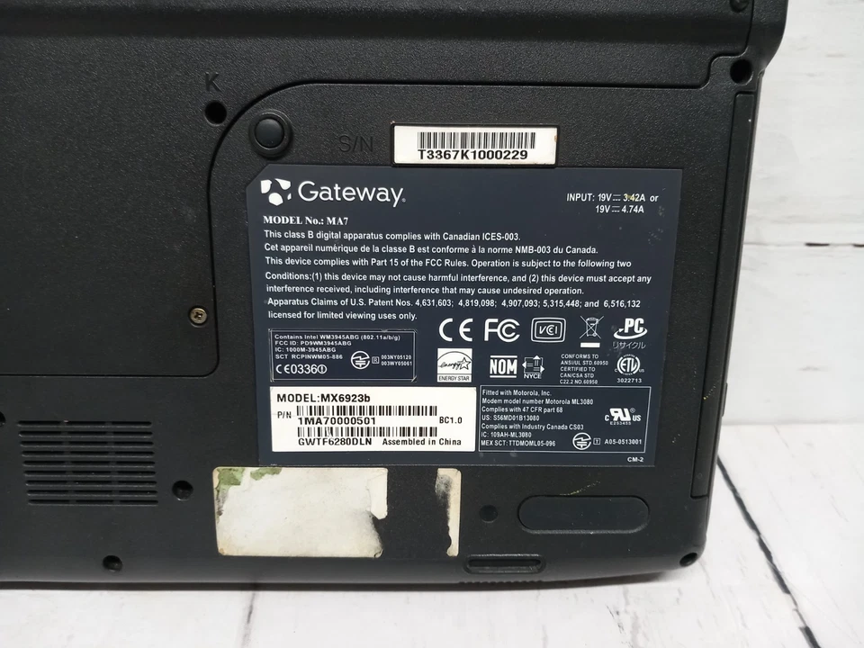 Gateway MA7 Laptop PC MX6923b - Untested Faulty Spares Repairs - Image 4 of 4