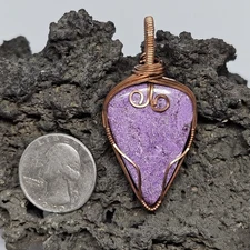 Trekntreasures Handmade Pendant #260 Purple Stichtite Stone Copper Wrapped L@@K
