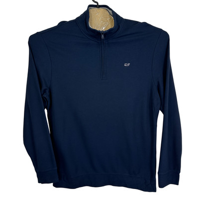 Vineyard Vines Sweatshirt Herren Pullover Large Navy Blau 1/4 Zip High Neck...