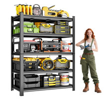 72" H Garage Shelving Heavy Duty 3000 LBS 5 Tier Storage Shelves Adjustable M...