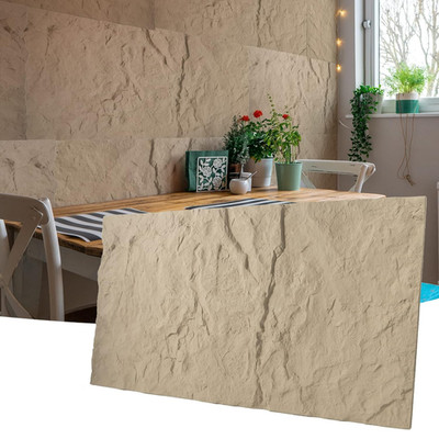Stunning Stone Yellow 3D Wall Panels, 24''x48'', Set of 4 for Interior Decor