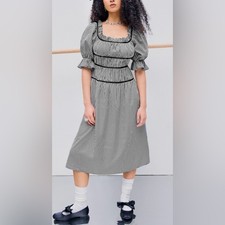 Cider Square Neck RuchedPuff Sleeve Midi Dress Size Large