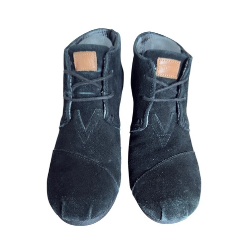Stivaletti stringati TOMS donna Desert zeppa neri neri US 9 scamosciati - Foto 2 di 8