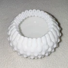 VTG Fenton Hobnail Milk Glass Bowl Crimped Ribbon Edge Trinket Candy Dish 4.5”