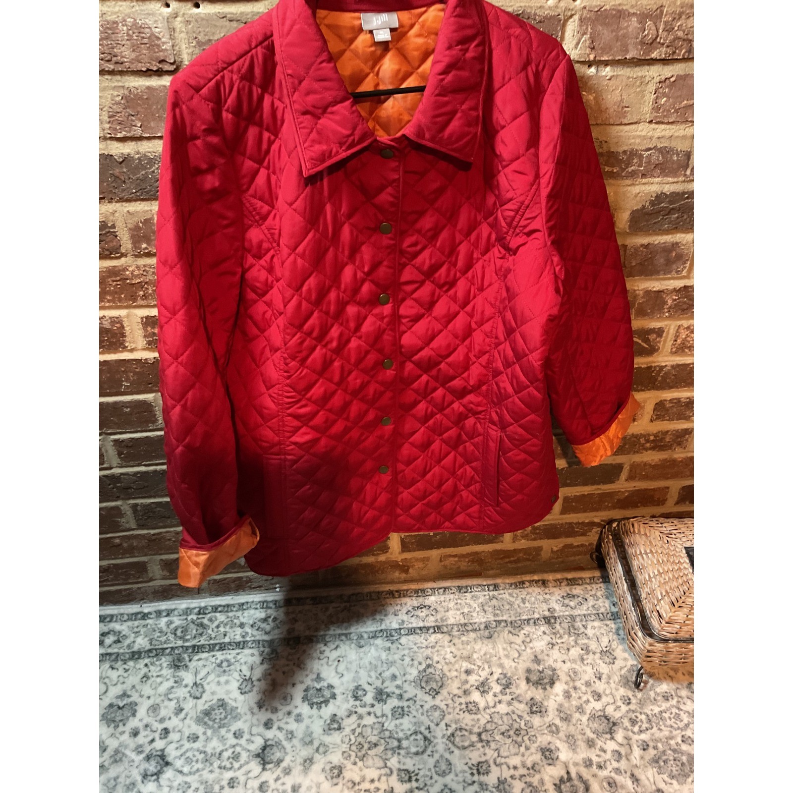 Jill Quilted Jacket Red Collared Button Front Wom… - image 4