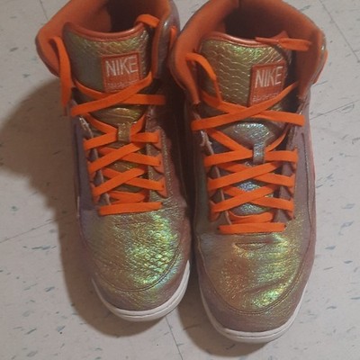 Nike Air Python 705066-202 Orange Iridescent Snakeskin High Top Men's Sneaker