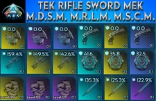 ARK ASA PVE Tek Rifle Sword Mek MSCM MRLM MDSM Enforcer BP Blueprint ASC MC