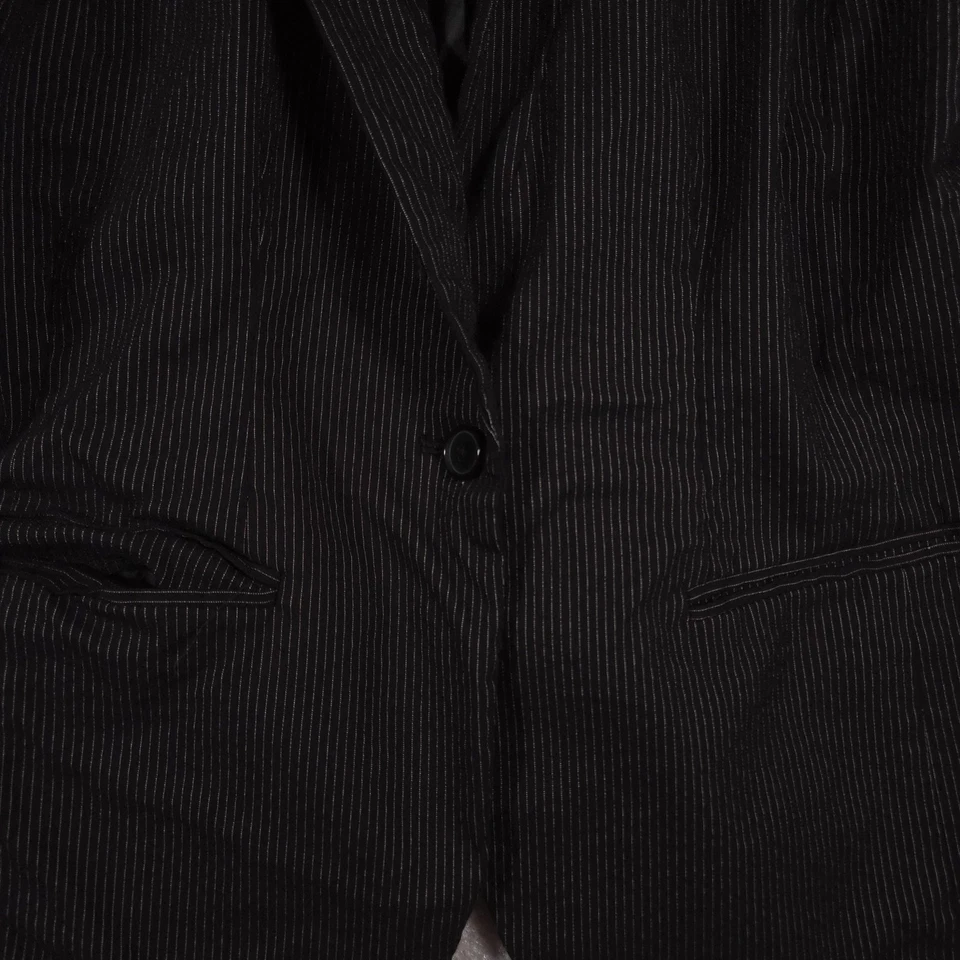 Chaqueta Blazer Mujer The Torie 16 Negra Rayas Un Botón Muesca Solapa Carrera Foto 4 de 4