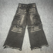 Cyber Goth Jeans Flared Mens Size 38x34 Y2K Convertible Rave Skate Futuristic