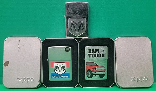 Lot of 3 / zippo lighter and Dodge/Ram  lighter 2 New  1 Untested.