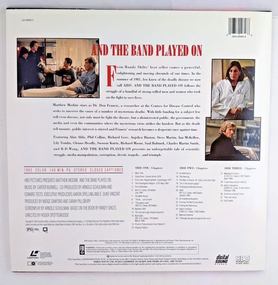 And The Band Played On Laserdisc 1994 Film HBO Video