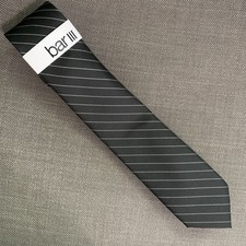 Bar III Men's Slim Skinny Neck Tie Black Striped Silk Blend 2.5" Blade