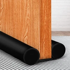 Under Door Draft Blocker Black Door Draft Stopper 38" Noise Reducer Breeze Li...