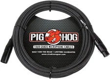 Pig Hog 20ft Black White Woven XLR Microphone Cable Balanced Male to Female