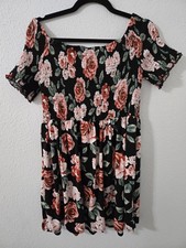 Pie in the Sky Women's Off Shoulder Pink Roses Floral Dress Size 2x Smocked