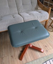 Scandinavian Danish Green Leather/PVV footstool Ottoman, circa 1990