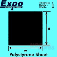 STYRENE SHEET BLACK 0.50-2.00mm 457x330mm A3 polystyrene plastic ABS Expo Tools