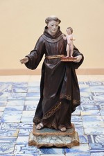 Antique Large Saint Anthony of Padua with Glass Eyes and the Child Jesus, 1700s