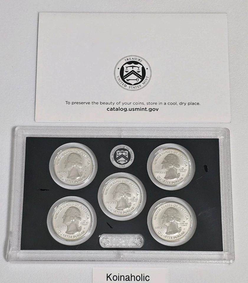 2018 S San Francisco Silver Reverse Proof Quarter Set No Box Just 5 Purty Coins - Image 2 of 4