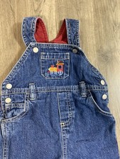 Vintage Y2K First Moments Insulated Denim Train Overalls Size 6-9 Months