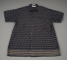 Vintage 90s Black Geometric Pattern Imprints Brand Casual Button Up Shirt Large