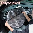 2pc Universal Car Steering Wheel Sun Shade Cover UV Heat Protector Foldable