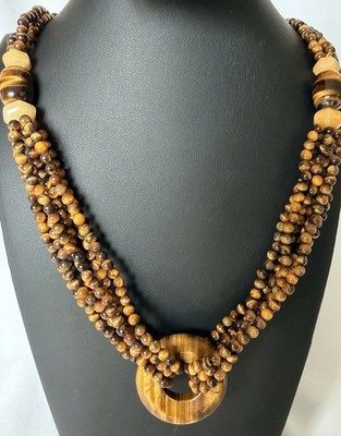 Jay King Tiger Eye Necklace Multi Strand Statement 30  Natural Organic