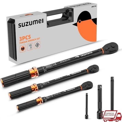 High Accuracy Torque Wrench Set 1/2 3/8 1/4 Drive Click Durable CR-V Steel New
