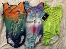 Lot of 3 gymnastics leotards AM GK Elite princess classic