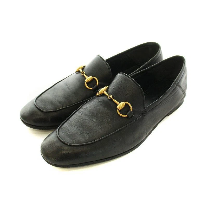 Mocassins Gucci Brixton Horsebit chaussures cuir noir 9/28 cm or quincaillerie avec chaussure