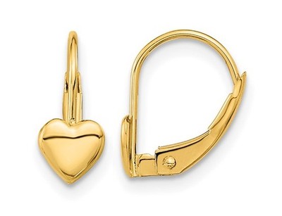 Ohrringe 14 Karat Gelbgold Herz Leverback poliert