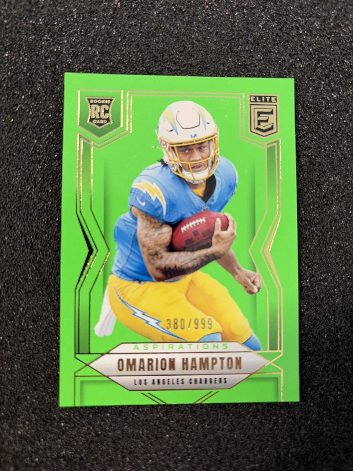 2025 Donruss Elite - Rookies Omarion Hampton #132 Aspirations Lime Green /999 RC