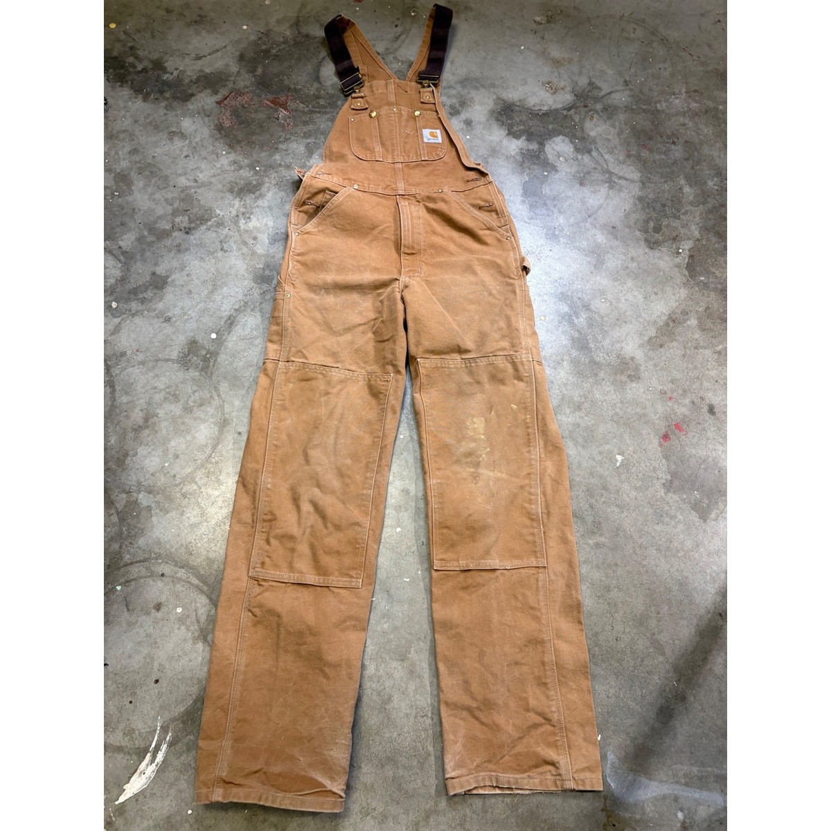Carhartt R01-M オーバーオール 30X28 ブラウン Carhartt R01 BRN Men Brown Duck Double Knee Bib Overalls 30x36