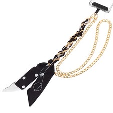 Crossbody Phone Lanyard, Scarf Metal Purse Replacement Strap, Dark Black