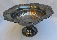 BAROQUE by WALLACE, LARGE Silver Plated Compote Bowl w/ Pedestal 11"W x 7"H NICE