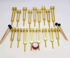 18 Set Sacred 9 Solfeggio and 9 Chakra Bundle Gold Weighted Tuning Fork Set