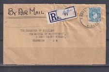 NIGERIA, 1952 Airmail Registered cover, 1s.3 LAGOS BBO, BBO mss label to Glasgow