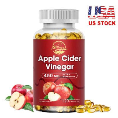 120 Apple Cider Vinegar Capsules 450mg Premium Weight Loss & Cleanse Detox