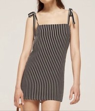 Reformation Dixie Dress with Tie Straps  Lined Black Off White Size XS