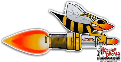 (SKID-5R) RIGHT 6'' SKIDOO SKI-DOO SNOWMOBILE REV SPARK PLUG BEE DECAL STICKER 