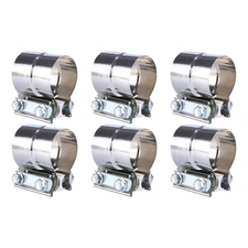 6Pcs 2.5" Stainless Exhaust Band Clamp Step Clamps for Catback Muffler Pipe
