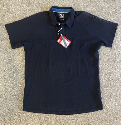 New Mens Helly Hansen Newport Polo Short Sleeve Shirt Regular Fit Navy Sz: 2XL