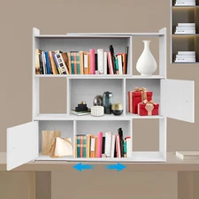 3-Tier Retro Bookshelf Stretchable Bookcase Modern Bookshelf Warm White